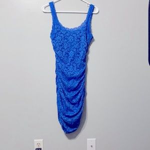 Fitted blue lace dress
